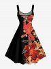 Robe débardeur hawaïenne à imprimé fleurs et feuilles grande taille - Noir 4X