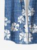 Hibiscus Flower Plaid Print Buttons Pocket Hawaii Shirt For Men -  