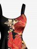 Robe débardeur hawaïenne à imprimé fleurs et feuilles grande taille - Noir 4X