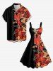 Robe débardeur hawaïenne à imprimé fleurs et feuilles grande taille - Noir 4X