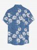 Chemise hawaïenne grande taille pour homme, à carreaux et imprimé hibiscus, avec boutons et poche. - Bleu Toile de Jean L