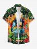 Parrot Fruit Juice Flower Tropical Leaf Print Buttons Pocket Hawaii Shirt For Men -  
