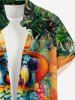Parrot Fruit Juice Flower Tropical Leaf Print Buttons Pocket Hawaii Shirt For Men -  