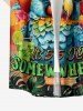Parrot Fruit Juice Flower Tropical Leaf Print Buttons Pocket Hawaii Shirt For Men -  