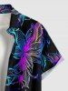 Plus Size Colorful Flowers Print Buttons Pocket Hawaii Shirt For Men -  