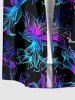 Plus Size Colorful Flowers Print Buttons Pocket Hawaii Shirt For Men -  