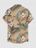 Flowers Leaf Tropical Print Buttons Pocket Hawaii Shirt For Men -  