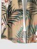 Flowers Leaf Tropical Print Buttons Pocket Hawaii Shirt For Men -  