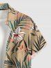 Flowers Leaf Tropical Print Buttons Pocket Hawaii Shirt For Men -  