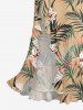 Robe hawaïenne à imprimé tropical fleurs et feuilles, volants et fente cache-cœur - Bronze XL