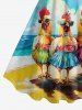 Rooster Coconut Tree Sun Print Hawaii Tank Dress -  