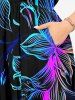 Robe mi-longue hawaïenne fendue à imprimé floral coloré grande taille - Noir 4X