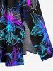 Robe mi-longue hawaïenne fendue à imprimé floral coloré grande taille - Noir 4X