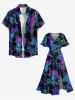 Robe mi-longue hawaïenne fendue à imprimé floral coloré grande taille - Noir 4X
