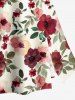 Plus Size Flowers Leaf Print Split Hawaii Skirt -  