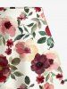 Plus Size Flowers Leaf Print Split Hawaii Skirt -  