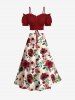 Jupe hawaïenne fendue à imprimé fleurs et feuilles grande taille - Rouge foncé 6X