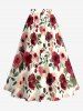 Jupe hawaïenne fendue à imprimé fleurs et feuilles grande taille - Rouge foncé 6X