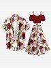 Jupe hawaïenne fendue à imprimé fleurs et feuilles grande taille - Rouge foncé 6X