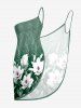 Paréo de plage convertible grande taille à imprimé floral, feuilles et branches, style hawaïen - Vert clair XXS