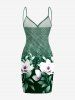 Paréo de plage convertible grande taille à imprimé floral, feuilles et branches, style hawaïen - Vert clair XXS