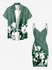 Plus Size Flower Leaf Branch Print Hawaii Convertible Beach Cover Up -  