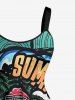 Plus Size Coconut Tree Flamingo Sea Waves Print Hawaii A Line Dress -  