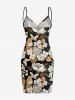 Plus Size Flower Leaf Butterfly Print Hawaii Convertible Beach Cover Up -  
