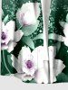 Flower Leaf Branch Print Hawaii Button Pocket Shirt For Men -  