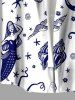Chemise hawaïenne à poches boutons, imprimé coquillage sirène, grande taille, pour hommes - Blanc 6XL