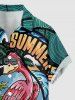 Chemise à boutons pour homme, grande taille, imprimé cocotier, flamant rose et vagues, style hawaïen - Vert profond L