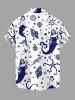 Chemise hawaïenne à poches boutons, imprimé coquillage sirène, grande taille, pour hommes - Blanc 6XL
