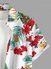 Chemise hawaïenne grande taille pour homme, à imprimé floral tropical et feuilles, boutons et poche. - Blanc M