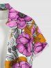 Plus Size Flowers Leaf Print Buttons Pocket Hawaii Shirt For Men -  