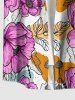 Plus Size Flowers Leaf Print Buttons Pocket Hawaii Shirt For Men -  