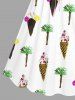 Robe hawaïenne grande taille à imprimé crème glacée et noix de coco, cintrée - Blanc L