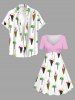 Robe hawaïenne grande taille à imprimé crème glacée et noix de coco, cintrée - Blanc L