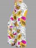 Plus Size Papaya Fruit Flowers Print Drawstring Hawaii Wide Leg Pants -  
