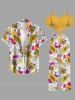 Plus Size Papaya Fruit Flowers Print Drawstring Hawaii Wide Leg Pants -  