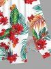 Plus Size Flowers Tropical Leaf Print Split Hawaii Midi Dress - Blanc 6X