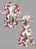 Plus Size Flowers Tropical Leaf Print Split Hawaii Midi Dress - Blanc 6X