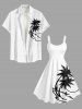 Plus Size Coconut Tree Print Hawaii Tank Dress -  