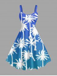 Coconut Tree Ombre Print Hawaii A Line Dress -  