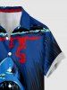 Ensemble de plage hawaïen assorti grande taille à imprimé requin pour couples - Bleu profond 
