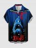 Ensemble de plage hawaïen assorti grande taille à imprimé requin pour couples - Bleu profond 
