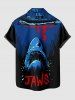 Ensemble de plage hawaïen assorti grande taille à imprimé requin pour couples - Bleu profond 