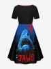 Ensemble de plage hawaïen assorti grande taille à imprimé requin pour couples - Bleu profond 