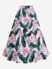 Hibiscus Flower Tropical Leaf Print Plus Size Hawaii Matching Set -  