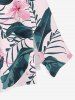 Hibiscus Flower Tropical Leaf Print Plus Size Hawaii Matching Set -  