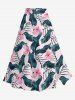 Hibiscus Flower Tropical Leaf Print Plus Size Hawaii Matching Set -  